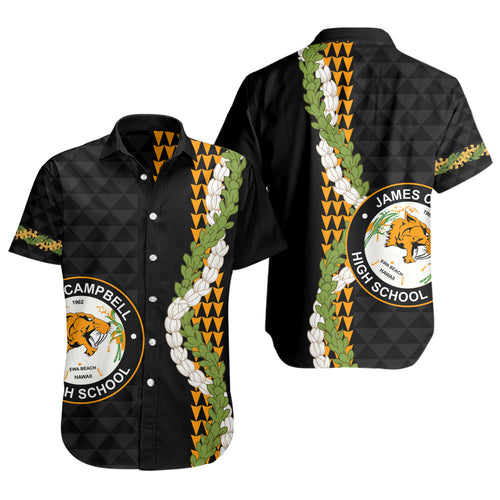 James Campbell High School Short Sleeve Shirt Puakenikeni Maile Flower Lei