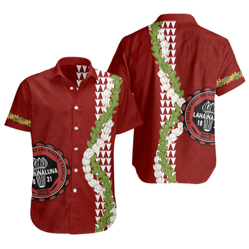 Lahainaluna High School Short Sleeve Shirt Puakenikeni Maile Flower Lei