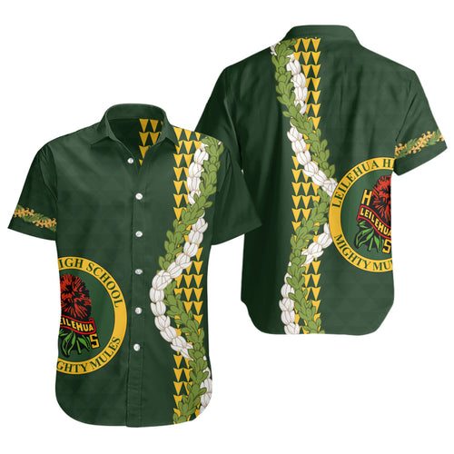 Leilehua High School Short Sleeve Shirt Puakenikeni Maile Flower Lei