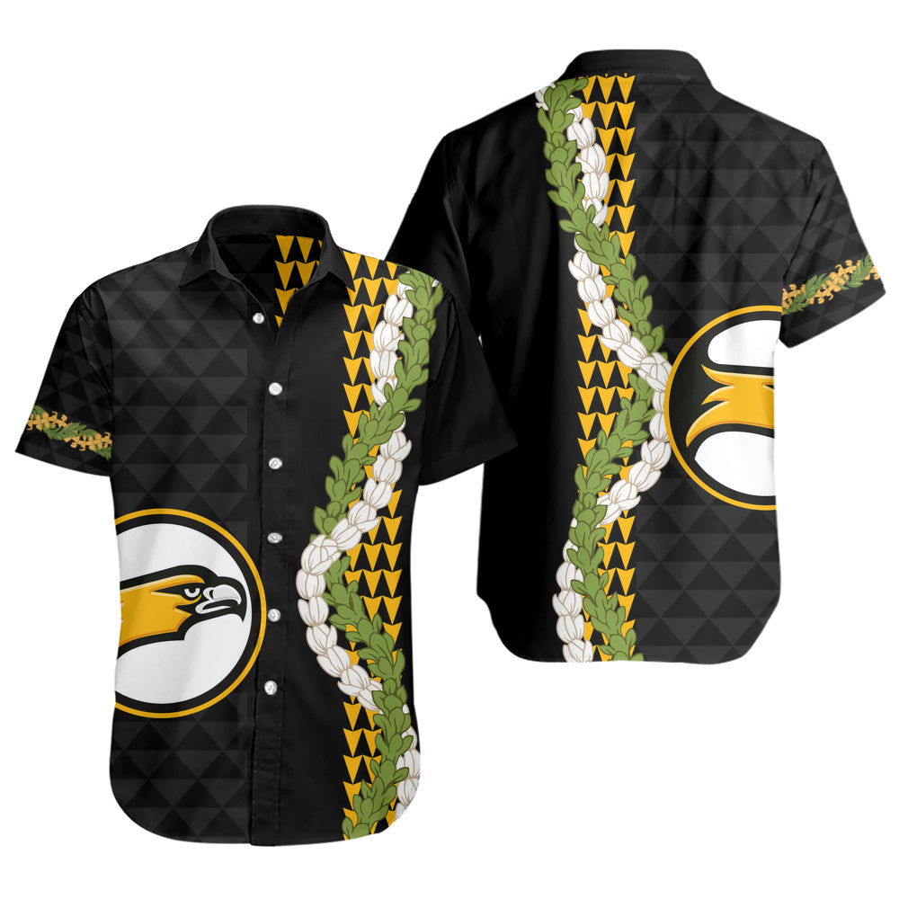 Nanakuli High and Intermediate School Short Sleeve Shirt Puakenikeni Maile Flower Lei
