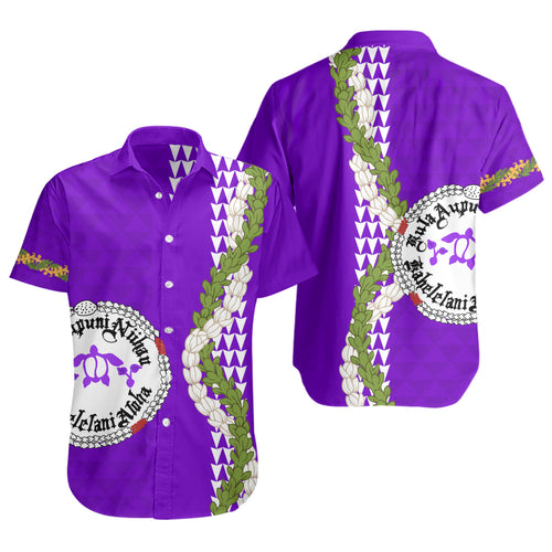 Ni'ihau High and Elementary School Short Sleeve Shirt Puakenikeni Maile Flower Lei