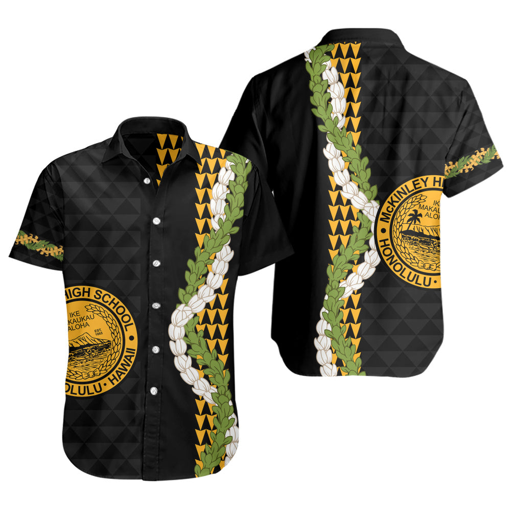 President William McKinley High School Short Sleeve Shirt Puakenikeni Maile Flower Lei