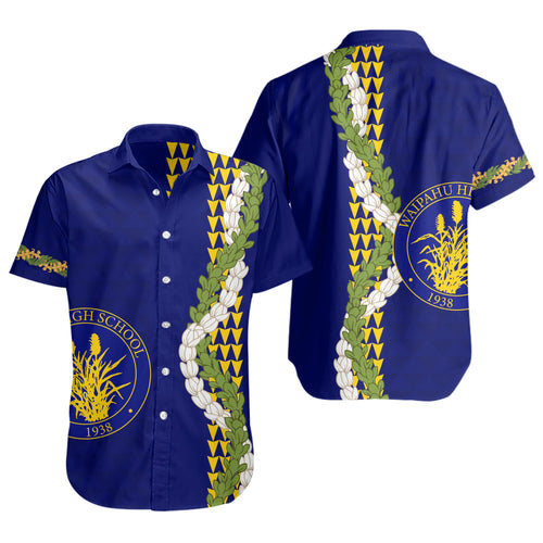 Waipahu High School Short Sleeve Shirt Puakenikeni Maile Flower Lei