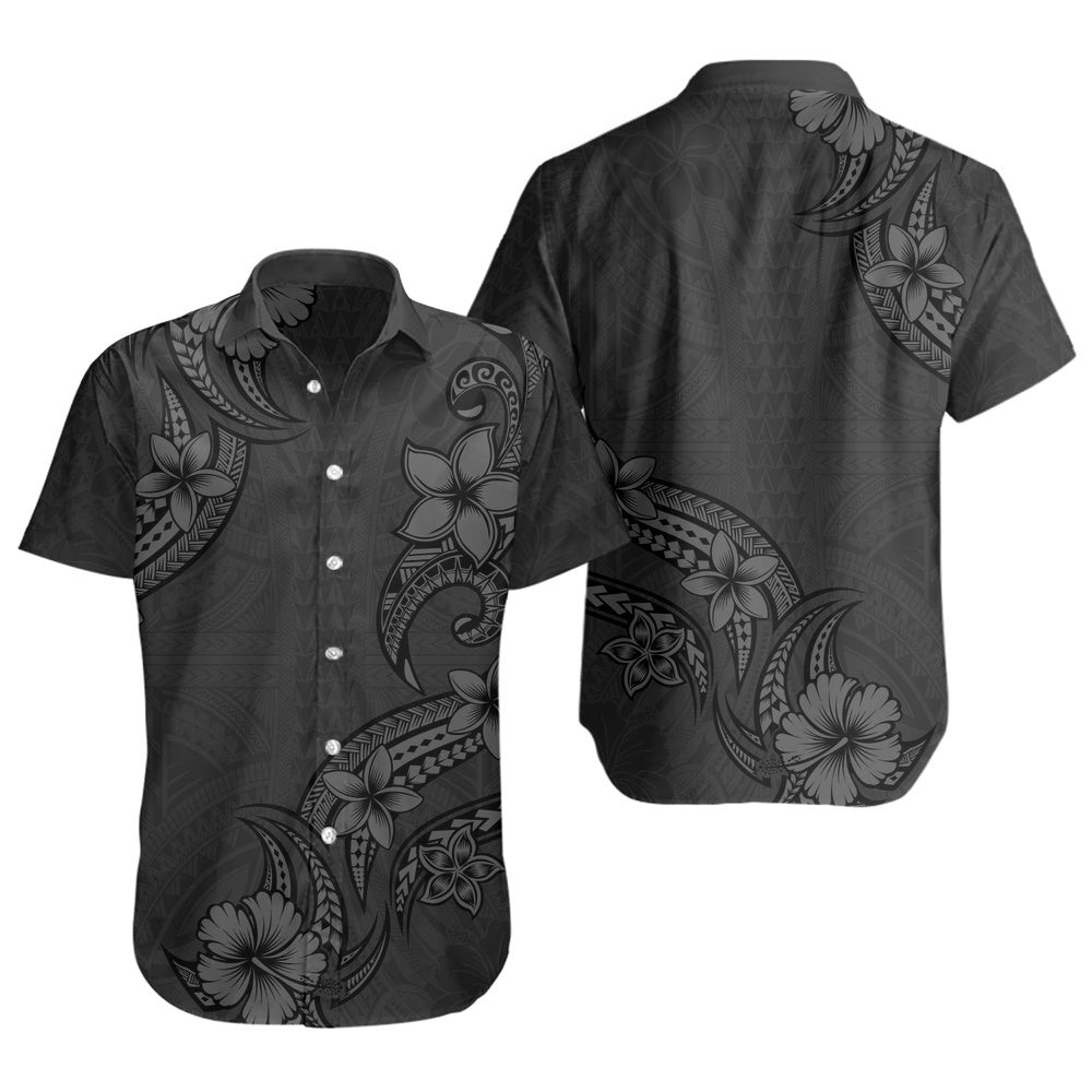 Hawaii Short Sleeve Shirt Plumeria Tribal Wave