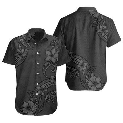 Hawaii Short Sleeve Shirt Plumeria Tribal Wave