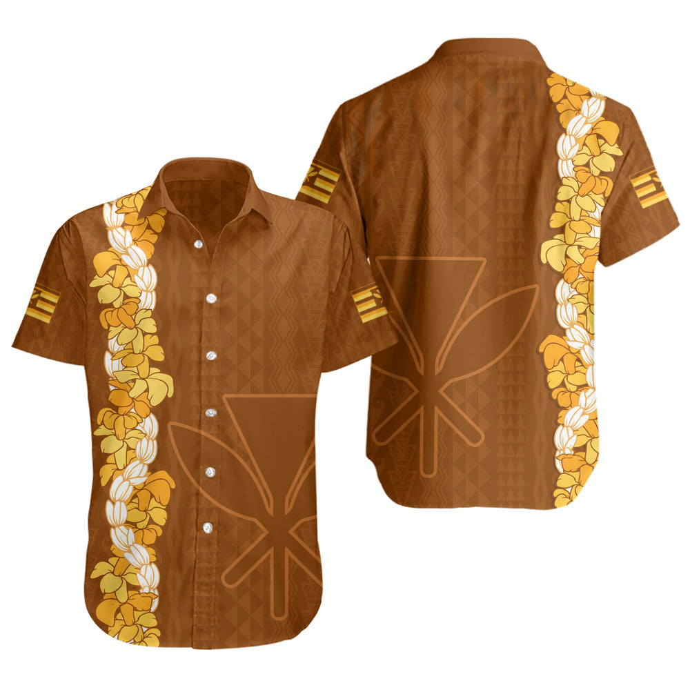 Hawaii Short Sleeve Shirt Flower Lei Kanaka Maoli Polynesia Island Style
