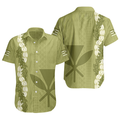 Hawaii Short Sleeve Shirt Flower Lei Kanaka Maoli Polynesia Island Style