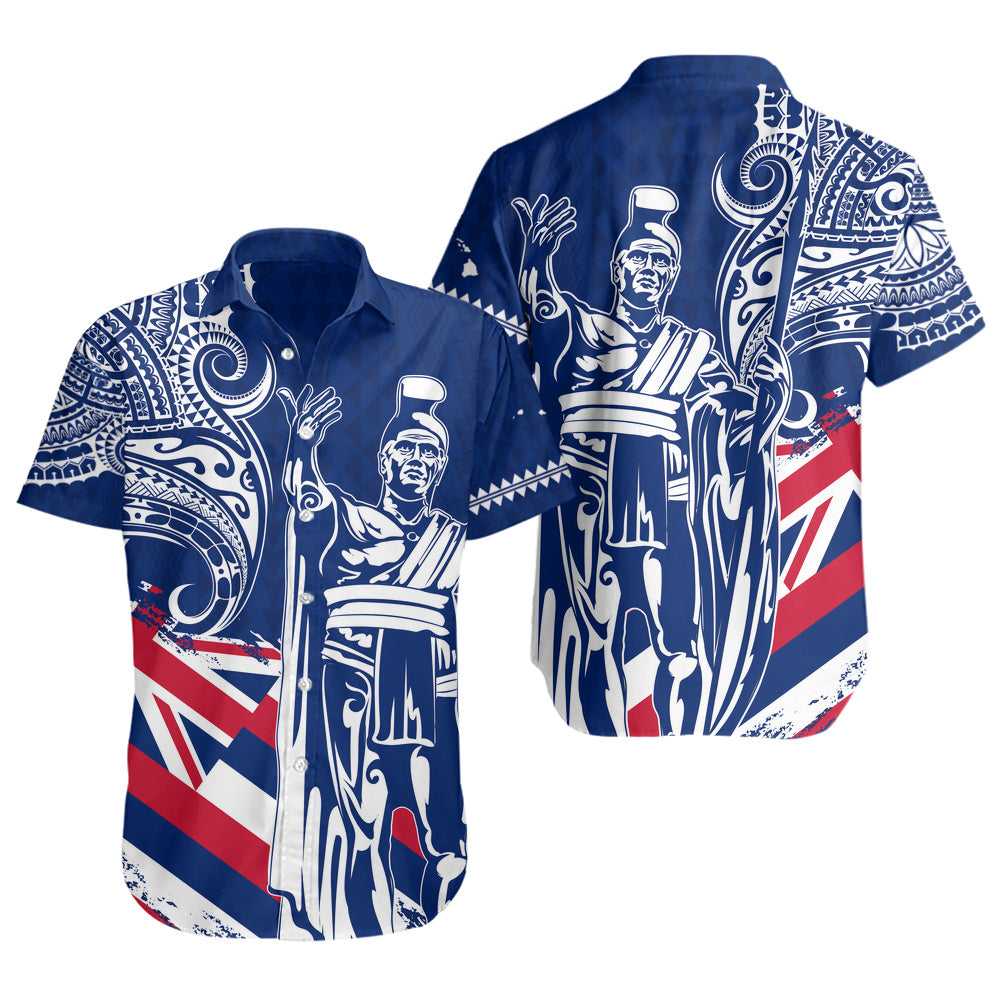 Hawaii Short Sleeve Shirt King Kamehameha Hawaiian Flag Polynesian Pride