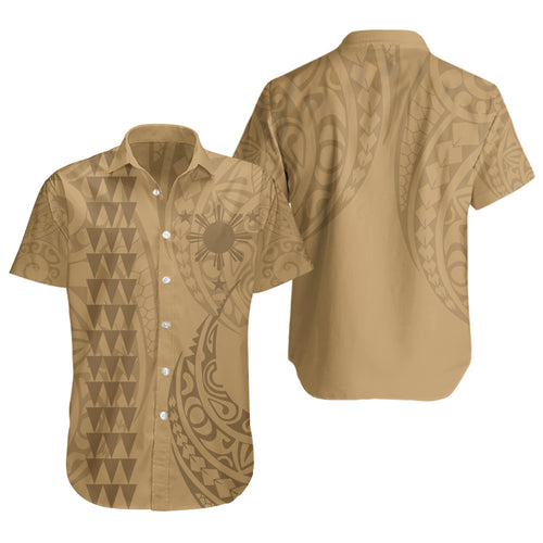 Philippines Filipinos Short Sleeve Shirt Kakau Style Golden