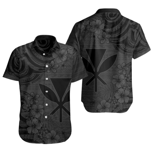 Hawaii Short Sleeve Shirt Kanaka Maoli Hibiscus Polynesian Tribal Print Style