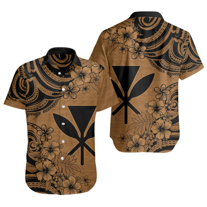 Hawaii Short Sleeve Shirt Kanaka Maoli Hibiscus Polynesian Tribal Print Style