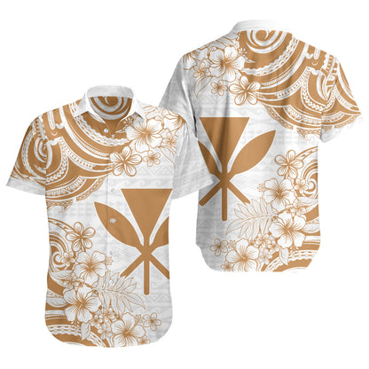 Hawaii Short Sleeve Shirt Kanaka Maoli Hibiscus Polynesian Tribal Print Style