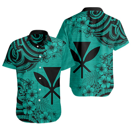 Hawaii Short Sleeve Shirt Kanaka Maoli Hibiscus Polynesian Tribal Print Style