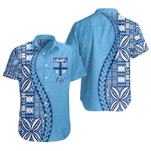 Fiji Short Sleeve Shirt Island Crest Traditional Fijian Tribal Heritage