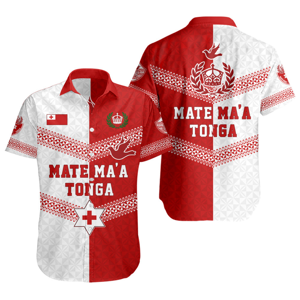 Tonga Short Sleeve Shirt Mate Ma'a Tonga Rugby Ngatu Tribal Half Style