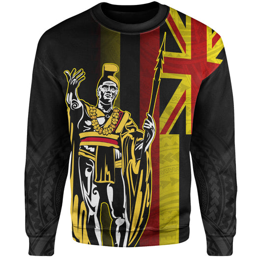 Hawaii Sweatshirt King Kamehameha Gold Flag Island Royalty Style