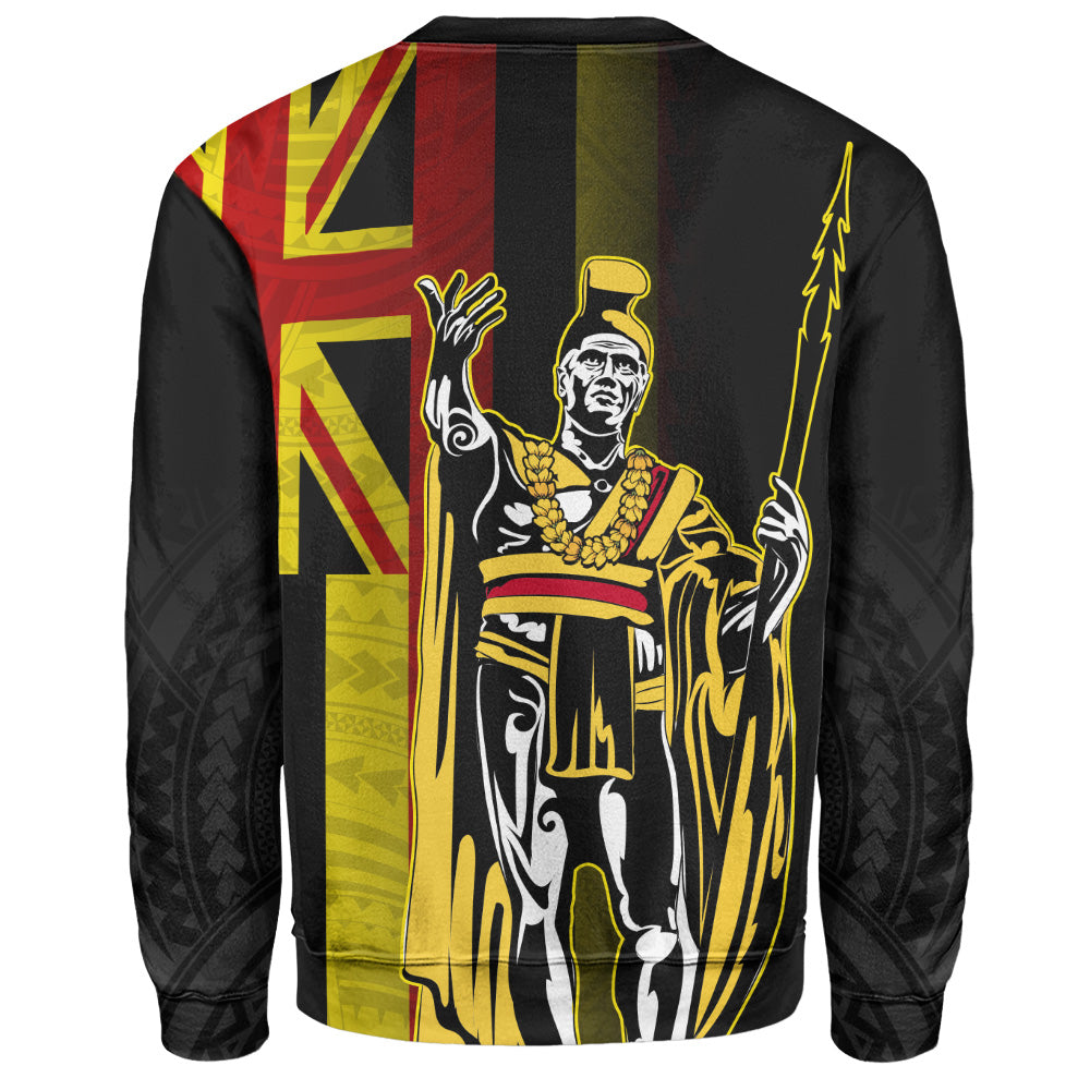 Hawaii Sweatshirt King Kamehameha Gold Flag Island Royalty Style