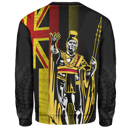 Hawaii Sweatshirt King Kamehameha Gold Flag Island Royalty Style