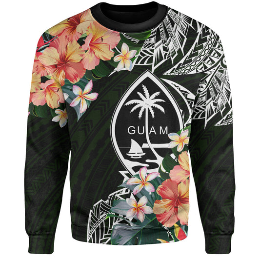 Guam Sweatshirt Tribal Tropical Leaves