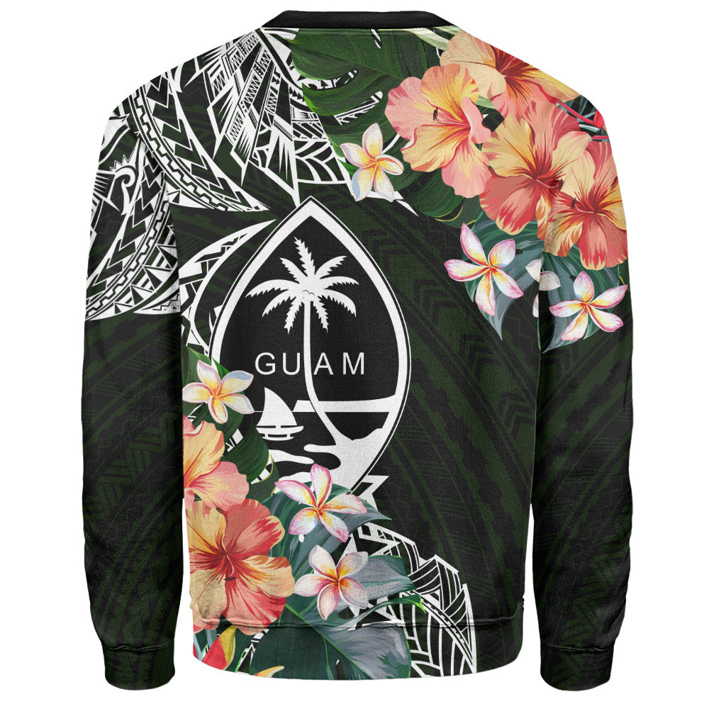 Guam Sweatshirt Tribal Tropical Leaves