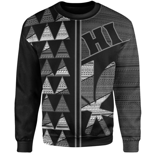 Hawaii Sweatshirt HI Spear Monochrome Tribal Pattern