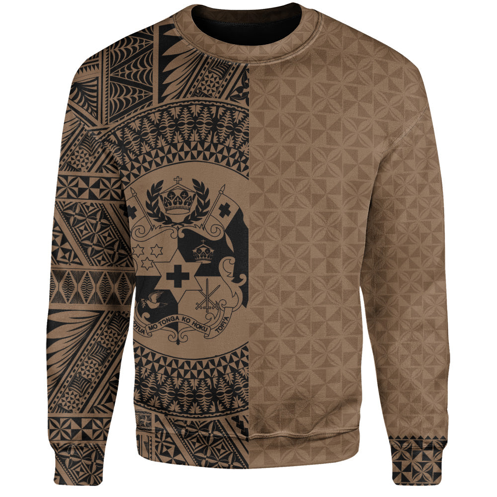 Tonga Sweatshirt Coat Of Arms Ngatu Tapa Heritage Style