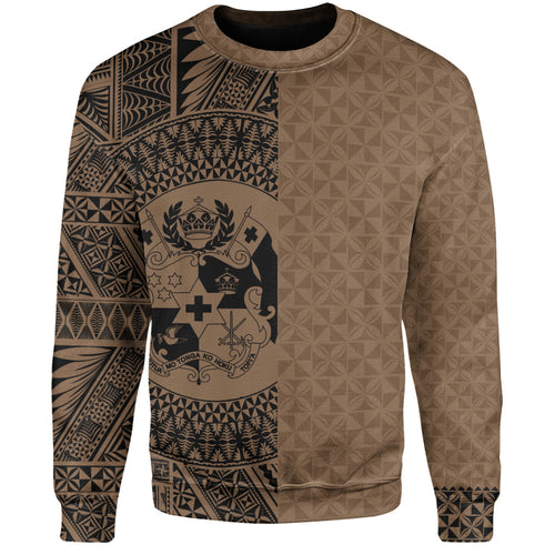 Tonga Sweatshirt Coat Of Arms Ngatu Tapa Heritage Style