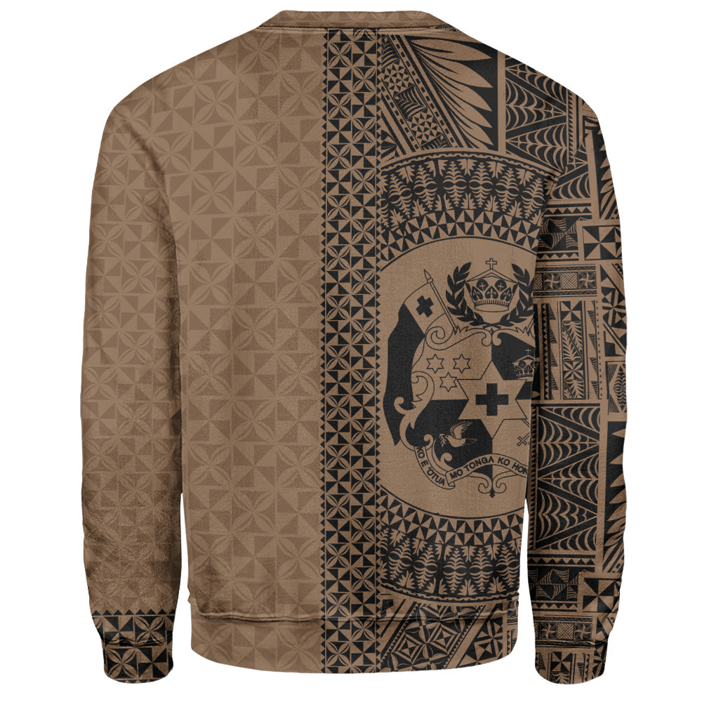Tonga Sweatshirt Coat Of Arms Ngatu Tapa Heritage Style