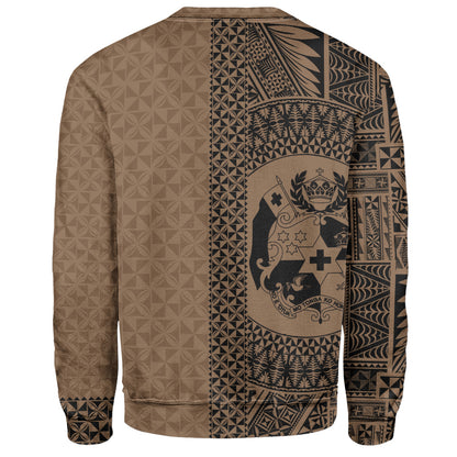 Tonga Sweatshirt Coat Of Arms Ngatu Tapa Heritage Style