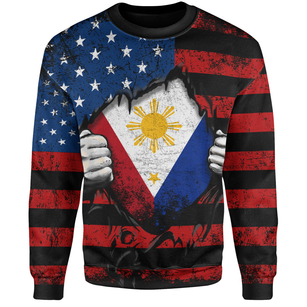 Philippines Filipinos Sweatshirt Heart American Soul