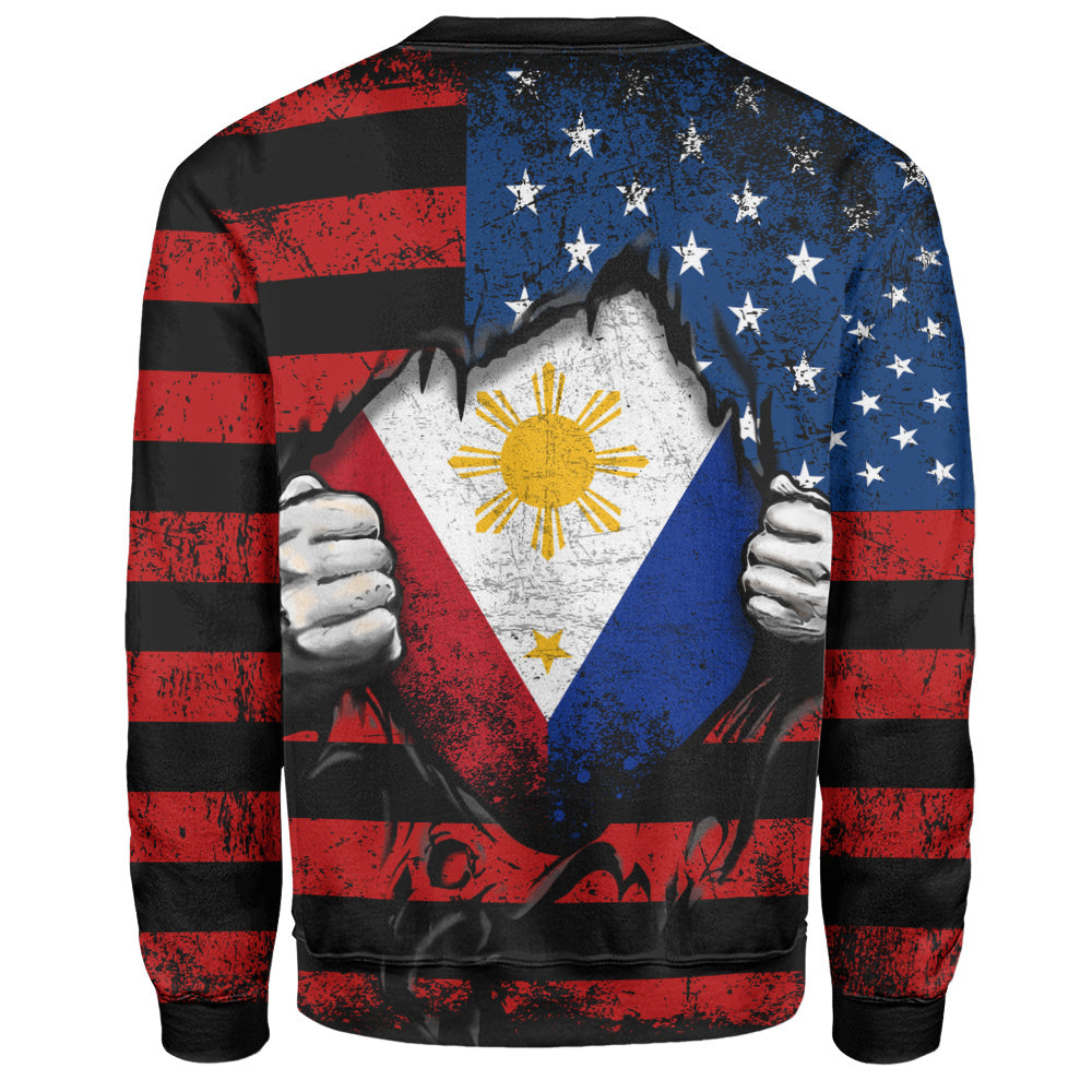 Philippines Filipinos Sweatshirt Heart American Soul