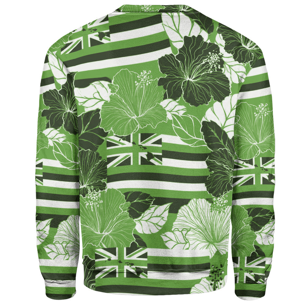 Hawaii Sweatshirt Hibiscus Flag Map Island Pride