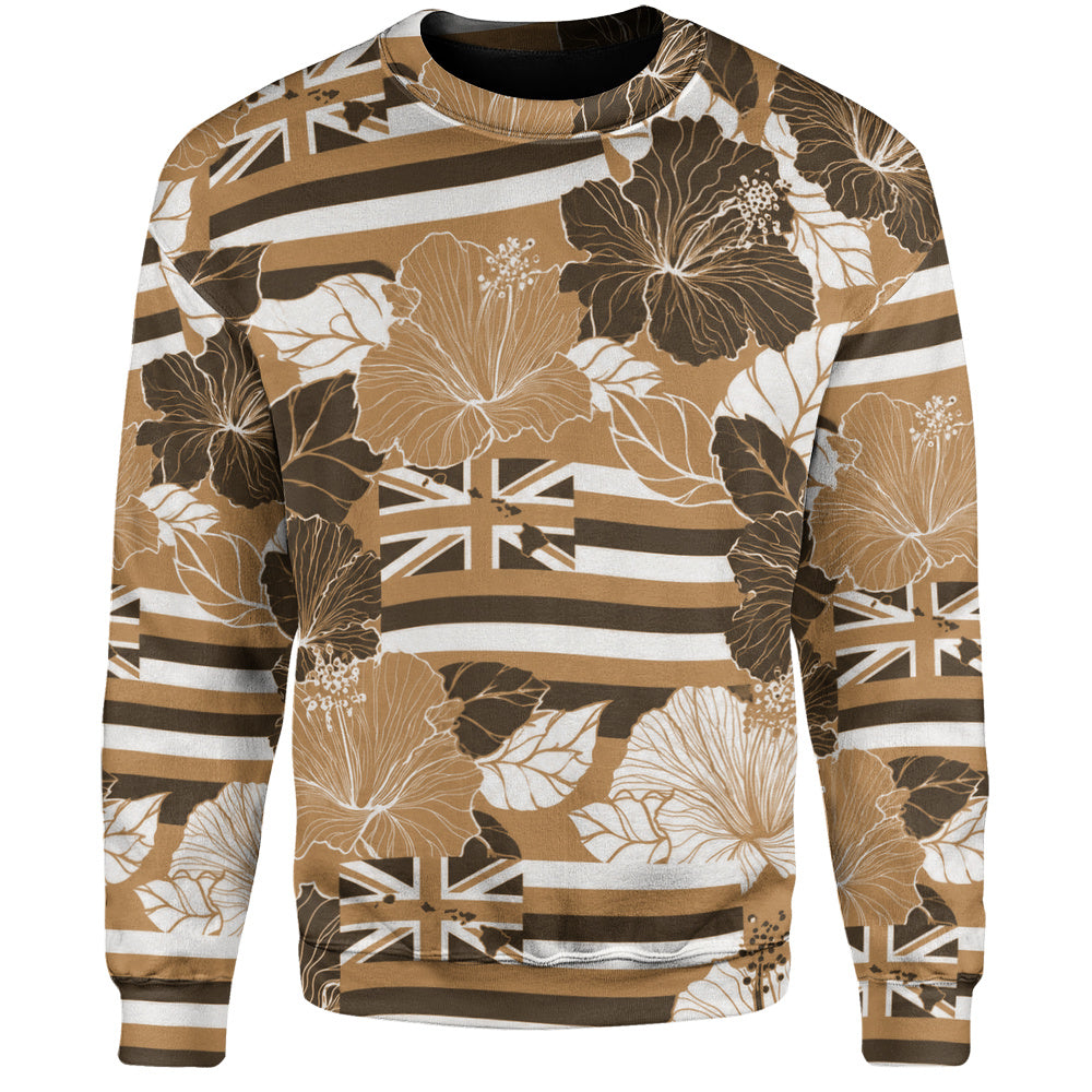 Hawaii Sweatshirt Hibiscus Flag Map Island Pride