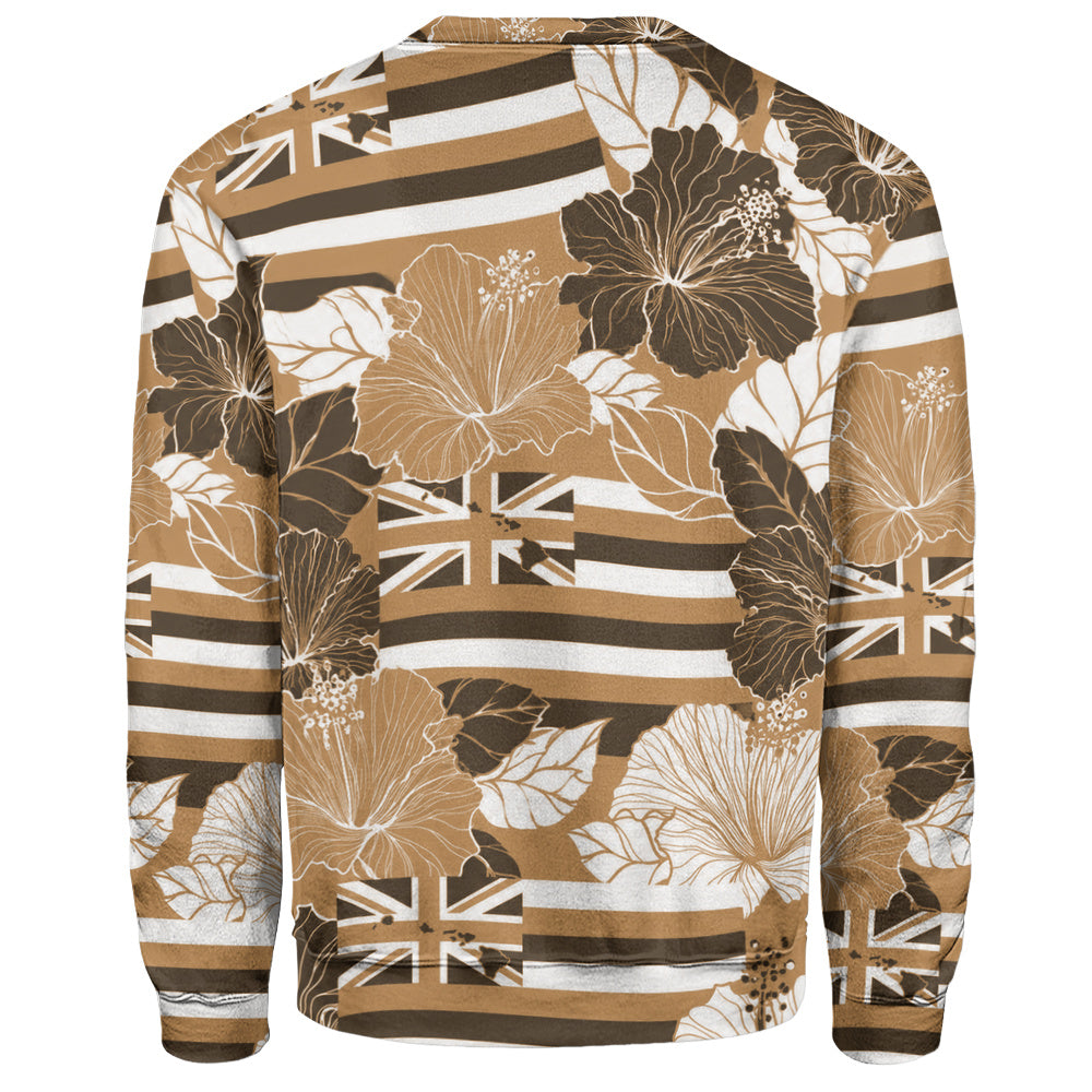 Hawaii Sweatshirt Hibiscus Flag Map Island Pride