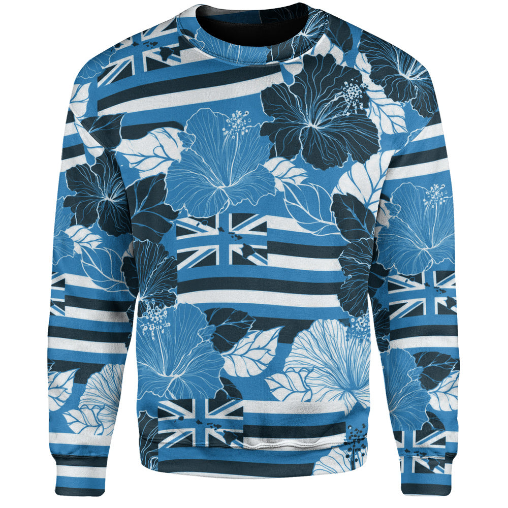 Hawaii Sweatshirt Hibiscus Flag Map Island Pride