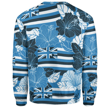 Hawaii Sweatshirt Hibiscus Flag Map Island Pride