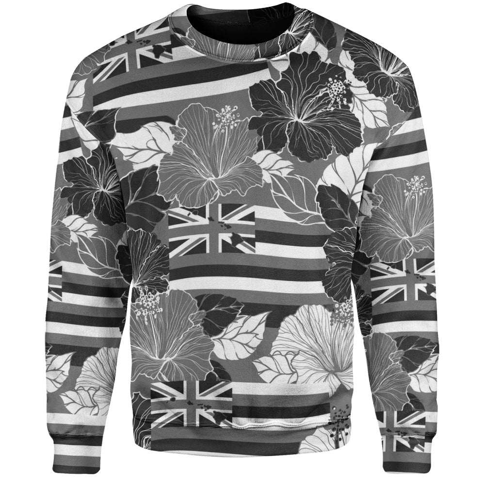 Hawaii Sweatshirt Hibiscus Flag Map Island Pride