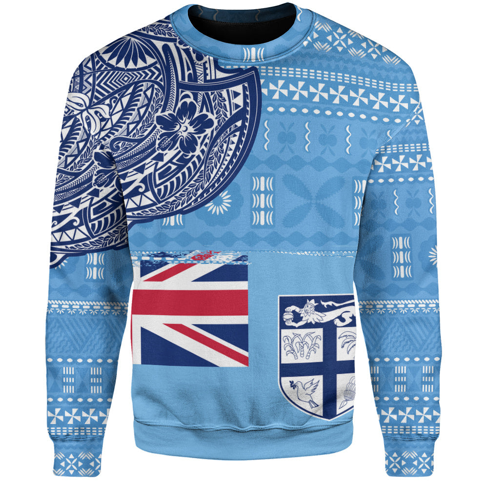 Fiji Sweatshirt Ocean Blue Tribal Shield Pride