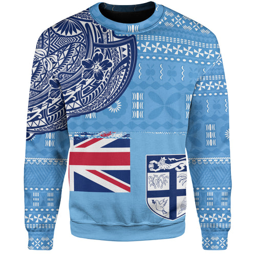 Fiji Sweatshirt Ocean Blue Tribal Shield Pride