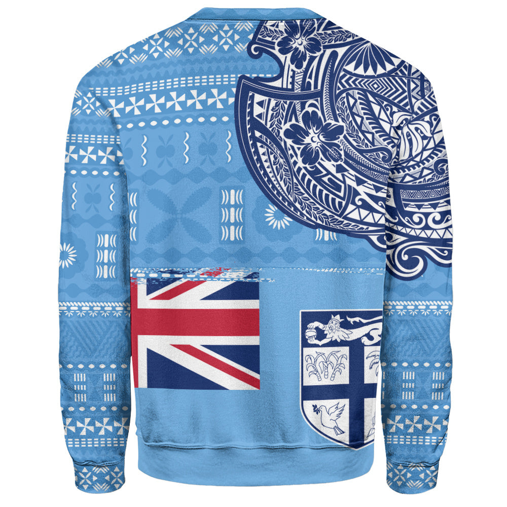 Fiji Sweatshirt Ocean Blue Tribal Shield Pride