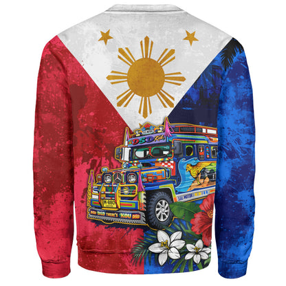 Philippines Filipinos Sweatshirt Custom Jeepney Flag Tropical Floral