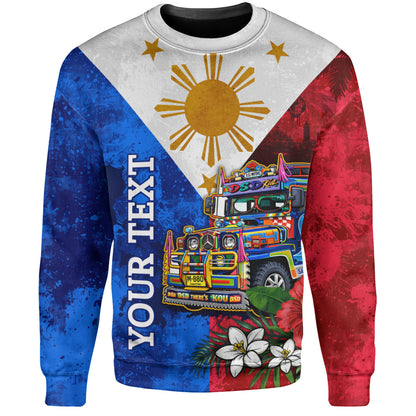 Philippines Filipinos Sweatshirt Custom Jeepney Flag Tropical Floral