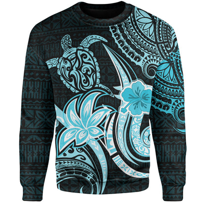 Hawaii Sweatshirt Honu Turtle Hibiscus Tribal Legacy