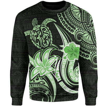 Hawaii Sweatshirt Honu Turtle Hibiscus Tribal Legacy