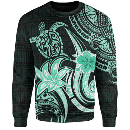 Hawaii Sweatshirt Honu Turtle Hibiscus Tribal Legacy