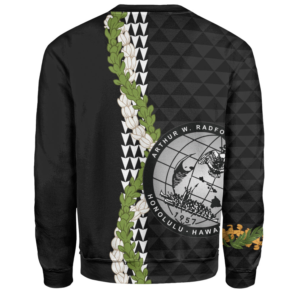 Admiral Arthur W. Radford High School Sweatshirt Puakenikeni Maile Flower Lei