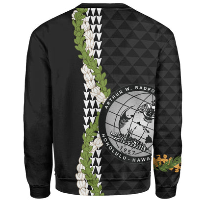 Admiral Arthur W. Radford High School Sweatshirt Puakenikeni Maile Flower Lei