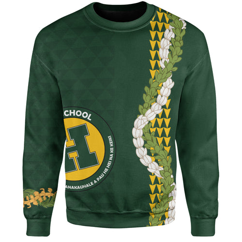 Hana High and Elementary School Sweatshirt Puakenikeni Maile Flower Lei