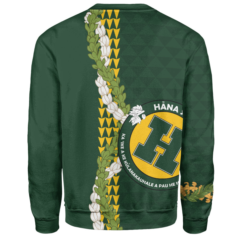 Hana High and Elementary School Sweatshirt Puakenikeni Maile Flower Lei
