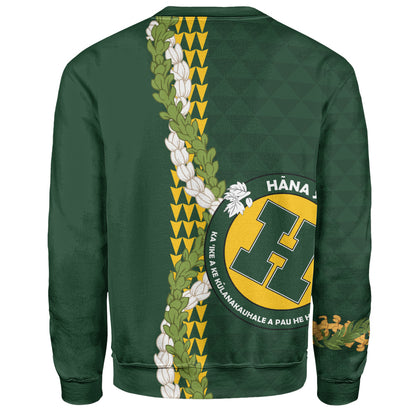 Hana High and Elementary School Sweatshirt Puakenikeni Maile Flower Lei